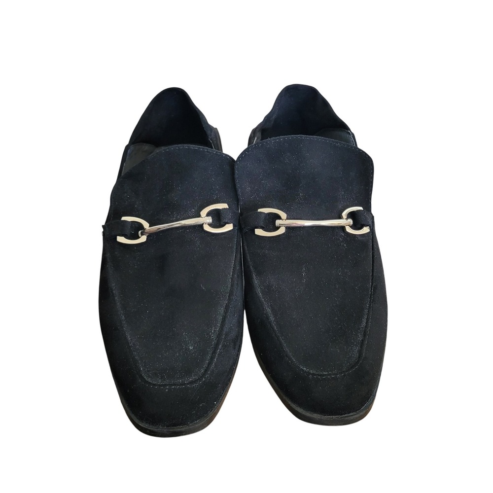 Vintage Havana Polly Black Suede Horsebit Loafers Slip On Mules Womens Size 7.5